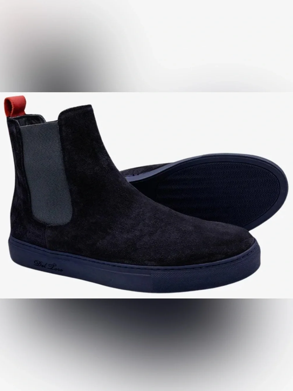 Del Toro Men’s Navy Suede Chelsea Sneaker Size 9 Made in Italy Margom